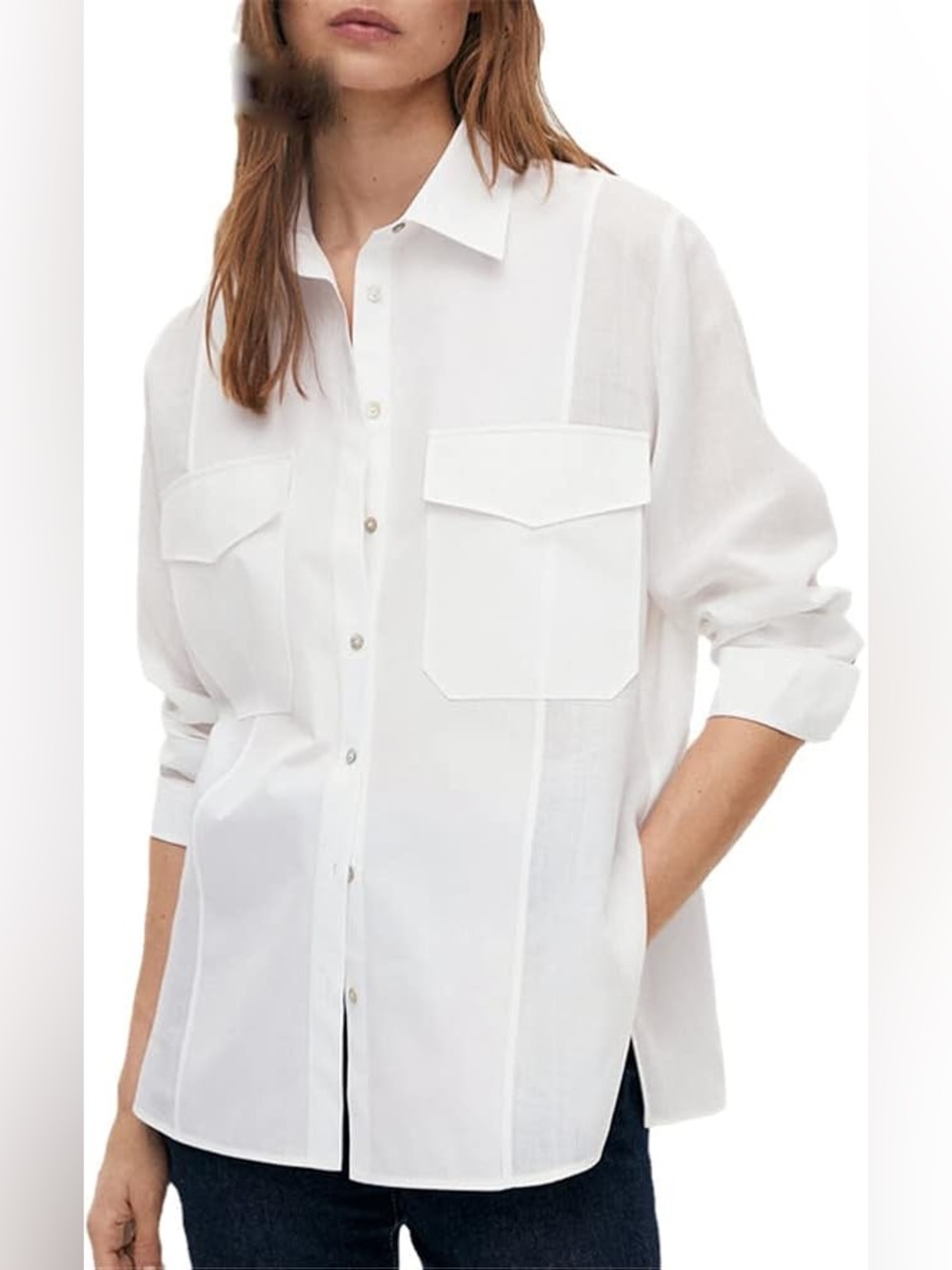 New Massimo Dutti White Button-Front Shirt - L